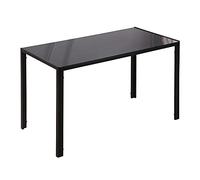 HOMCOM Table à Manger rectangulaire pour 4 Personnes, 120 x 60 x 75 cm, Table de Cuisine avec Plateau en Verre trempé et Pieds en métal, Style Moderne, Noir