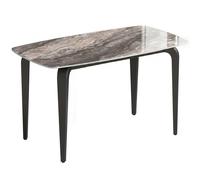 HOMCOM Table à manger rectangulaire pour 4 personnes, 130 x 70 x 75 cm, table de cuisine avec plateau en pierre frittée, marron