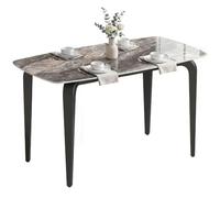 HOMCOM Table à Manger rectangulaire pour 4 Personnes, 130 x 70 x 75 cm, Table de Cuisine Moderne avec Plateau en Pierre frittée, Pieds en métal, pour Salon, Salle à Manger, Marron