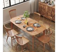 HOMCOM Table à manger rectangulaire pour 6 personnes table de cuisine 150 cm en bois massif 150 x 80 x 76 cm bois naturel