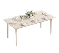 HOMCOM Table à manger rectangulaire pour 8 personnes, table de salle à manger moderne avec pieds en bois massif pour salon, salle à manger, crème, fabriquée dans l'Union européenne