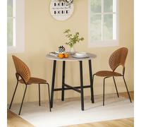 HOMCOM Table à manger ronde 80 cm pour 2 personne avec plateau aspect bois et piètement croisé en acier, bois naturel