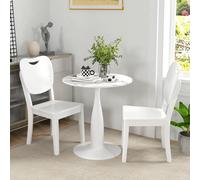 HOMCOM Table à manger ronde, acier revêtu de poudre, MDF avec mélaminé, patins antidérapants, 70 x 74 cm, Blanc
