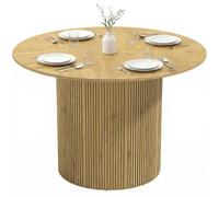 HOMCOM Table à Manger Ronde, Base cylindrique, pour 4-6 Personnes, chêne