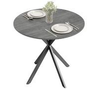 HOMCOM Table à manger ronde, diamètre : 80 cm, style industriel, avec pieds en acier, table de cuisine pour salle à manger, cuisine, bureau à domicile, gris