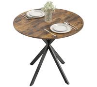 HOMCOM Table à manger ronde, diamètre : 80 cm, style industriel, avec pieds en acier, table de cuisine pour salle à manger, cuisine, bureau à domicile, marron rustique