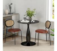 HOMCOM Table à Manger Ronde en Acier Revêtu de Poudre, MDF avec Mélaminé, Patins Antidérapants, 70 x 74 cm, Noir