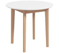 HOMCOM Table à Manger Ronde pour 2, Bois Massif Ø75x76 cm Blanc | Table à manger de style campagnard, pour salon