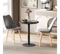 HOMCOM Table à manger ronde pour 2 personnes, en acier, pour intérieur et extérieur, noir