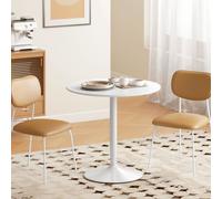 HOMCOM Table à manger ronde pour 2 personnes, table de cuisine style moderne avec piétement en acier, Ø 80 x 75 cm, blanc