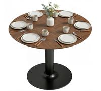 HOMCOM Table à Manger Ronde pour 4-6 Personnes Moderne Ø 110 x 78 cm Marron | Table de Cuisine, Large Plateau, Base en Acier