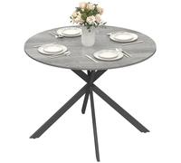 HOMCOM Table à manger ronde pour 4 personnes Ø 100 cm Table de cuisine de style industriel avec pieds en acier pour salle à manger, cuisine, bureau à domicile, gris