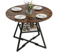 HOMCOM Table à Manger Ronde pour 4 Personnes Ø 100 x 76 cm, Brun Rustique