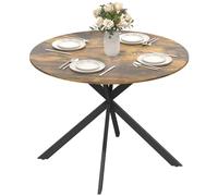 HOMCOM Table à manger ronde pour 4 personnes, diamètre : 100 cm, style industriel, avec pieds en acier, pour salle à manger, cuisine, bureau à domicile, marron rustique