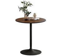 HOMCOM Table à Manger Ronde Style Moderne pour 2 à 4 Personnes, Table de Cuisine avec Plateau en placage Bois Massif et Pieds en Acier, 70 cm, Marron Clair