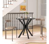 HOMCOM Table à Manger Table de Cuisine Ronde, Design Moderne, 78 cm x 78 cm x 75 cm, Noir