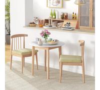 HOMCOM Table à Manger Table de Cuisine Ronde, Design Scandinave, 75 cm x 75 cm x 76 cm, Blanc + Naturel