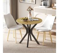 HOMCOM Table à manger Table de cuisine Table ronde, Design moderne, 78 cm x 78 cm x 75 cm, Bois naturel