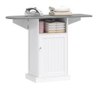 HOMCOM Table à Repasser Mobile Pliable et Peu encombrante avec roulettes à Frein, Meuble à Repasser Multifonctionnel avec Compartiment Ouvert, étagère réglable, pour buanderie et Salle de Bain, 121 x