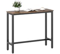 HOMCOM Table bar rect. repose-pieds réglables effet bois Brun rustique