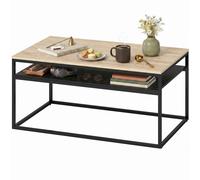 HOMCOM Table basse avec étagère, style industriel moderne, 2 étagères & pieds réglables, Eiche