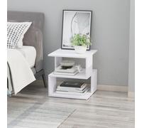 HOMCOM Table basse bout de canapé design asymétrique 2 étagères et plateau 40L x 40l x 43H cm blanc