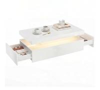 HOMCOM Table basse brillante avec barre lumineuse LED RVB à intensité variable, contrôle par application, table basse moderne avec 2 tiroirs, musique, minuterie, table d'appoint, pour chambre à