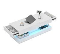 HOMCOM Table Basse Brillante avec éclairage LED 120x50x42cm Blanc