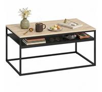 HOMCOM Table basse de salon avec étagère, table basse moderne au design industriel, table d'appoint avec cadre en métal, table de canapé pour salon, chambre à coucher, 100 x 59,8 x 47 cm, chêne