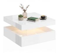 HOMCOM Table basse de salon, blanc brillant, avec éclairage LED RVB, table d'appoint moderne avec étagère ouverte, télécommande, table basse pour salon, 78 x 78 x 40 cm