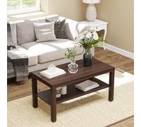 HOMCOM Table Basse Design de Salon Rectangulaire Etagère de Rangement E1 MDF 90 x 45 x 41 cm Noyer