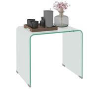 HOMCOM Table Basse en Verre Moderne 50 x 40 x 45 cm Transparent | Table de Salon Rectangulaire, Verre Trempé, Bords Arrondis Sûrs