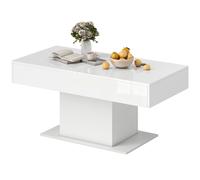 HOMCOM Table basse extensible avec compartiment de rangement moderne, 108-178.5x53x49 cm, Blanc laqué