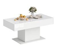 HOMCOM Table Basse Extensible avec Compartiment de Rangement, Table d'appoint Moderne Extensible avec Pieds antidérapants, Table de Salon pour Le Bureau à Domicile, 108-178,5x53x49 cm, Blanc Brillant