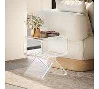 HOMCOM Table Basse Géométrique à 2 Niveaux en Acrylique avec Pieds Triangulaires, 40x30x45 cm, Transparente