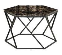HOMCOM Table basse hexagonale avec plateau MDF aspect marbre et piètement graphique en métal noir - dim. 81L x 70l x 51,2H cm