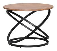HOMCOM Table basse ronde style industriel en métal noir et plateau en bois - dim. Ø 60 x 46H cm | Aosom France
