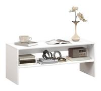 HOMCOM Table basse moderne 2 niveaux 100x40x41,5 cm Blanc