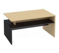 HOMCOM Table Basse Moderne Bicolore à Niveaux Décalés avec Étagère de Rangement, 95 x 55 x 50 cm, Bois Naturel et Noir