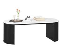 HOMCOM Table Basse Ovale, Table d'appoint Aspect Effet marbre, avec Coins arrondis et Pieds épais, pour Salon Bureau Chambre, 110 x 50 x 40 cm, Noir