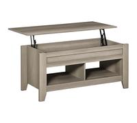 HOMCOM Table Basse Plateau relevable, Table de Salon avec étagères et Compartiment caché,105 x 50 x 49-62,5 cm pour Salon, Chambre, Bois chêne