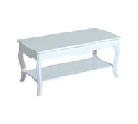 HOMCOM Table Basse rectangulaire Style Baroque avec étagère 94 x 44 x 42 cm Bois Paulownia et MDF Blanc