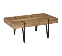 HOMCOM Table Basse rectangulaire Style Industriel piètement épingle métal Noir Plateau Aspect Ancien bastaing Bois