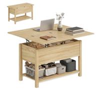 HOMCOM Table Basse Relevable et Extensible 100x45x50,5 cm Bois Naturel