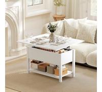 HOMCOM Table basse relevable et extensible table de salon avec compartiment caché étagère ouverte 100x45x50,5cm blanc