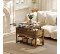 HOMCOM Table basse relevable et extensible table de salon avec compartiment caché étagère ouverte 100x45x50,5cm brun rustique