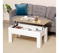 HOMCOM Table basse relevable, table de salon avec compartiment caché, style moderne, pour salon, bureau, 100x50x45cm, blanc