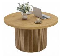 HOMCOM Table Basse Ronde en Bois, Table de Salon avec piètement cannelé, Style Moderne, pour Chambre, séjour et Bureau, 80 x 80 x 45 cm, Effet Bois Naturel