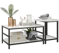HOMCOM Table basse, set de 2 tables d'appoint, table basse, table basse, table de salon au design moderne, table de salon avec aspect marbre, pour chambre à coucher, acier