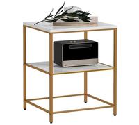 HOMCOM Table Basse, Table d'appoint, Bout de canapé, 2 étagères Effet marbre et Structure en métal doré, pour Salon, Chambre, 44L x 40l x 54,5H cm